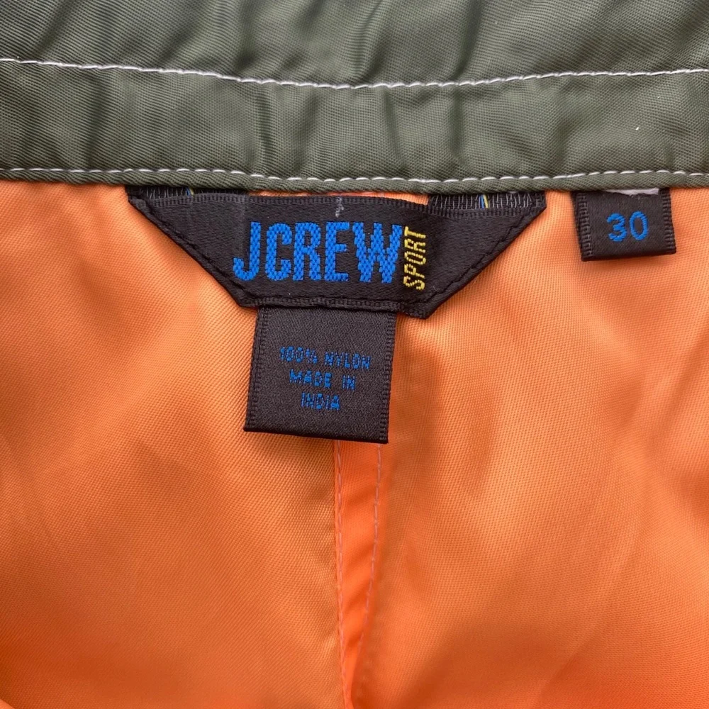 J. Crew Mens Sport Board Shorts Active Wear Swim Trunks Green Lace-up